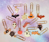 halloween paper clip planner clips gold tone metal spooky fun cute kawaii uk gift gifts ghost cat cats spider web sweets candy bat bats witch hat