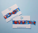 HALF PRICE Blue & Turquoise Hair Ties Single Bow or End Tied #H12