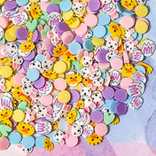 easter polymer clay sprinkle sprinkles slices slice egg bunny rabbit chick circles pastel colours spring crafts craft supplies uk bundle pink lilac yellow white green mint