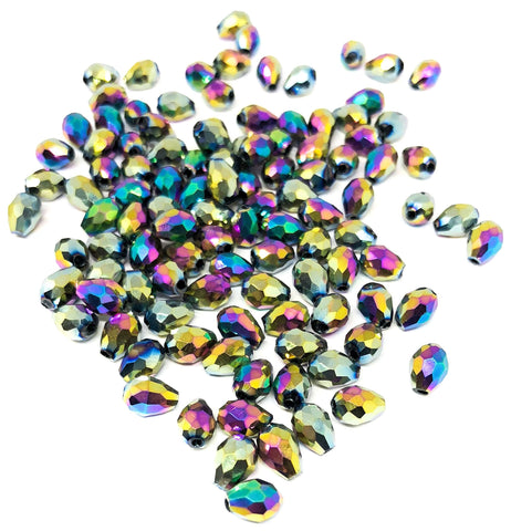 glass 8mm teardrop rainbow faceted beads bead