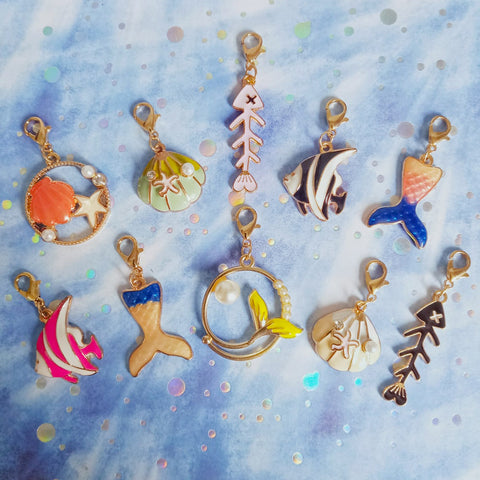 nautical planner charm clip charms clips gold tone metal ocean sea shell mermaid fish pearl uk cute kawaii gift gifts