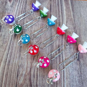 fairy toadstool mushroom planner charm charms clip paper clips uk cute kawaii accessory planning gift gifts handmade hand made red cerise pink turquoise green blue spotted