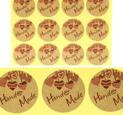 round 35mm hand made handmade kraft brown stickers