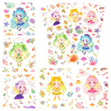 kawaii girl matte translucent sticker pack of 5 sheets cute girls manga sticker sheet uk stationery