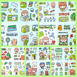 blue green cute kawaii sticker stickers fun clear plastic stationery sheets uk bear bears bunny bunnies rabbit fun play fruit food holidays mini small set sets pack square sheets