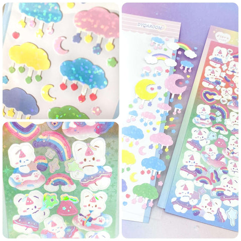 Cute Holo/Laser Sticker pack-Bunny or Clouds – The Kawaii Squirrel