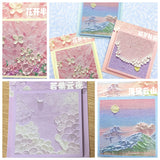 oil painting art design sticky memo pad note notes floral water waves mountains ocean uk cute kawaii stationery pink lilac purple sea cherry blossom flowers flower sky moonlight moon lilac