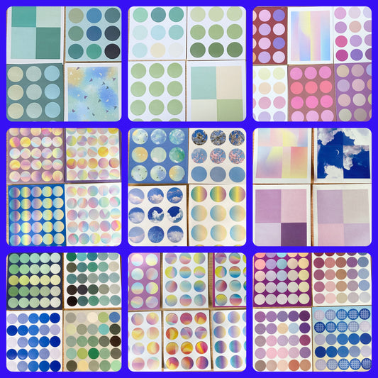 planner sticker stickers sheet sheets circle round circles pastel colours green pink blue sky cloud clouds uk stationery cute kawaii ombre flower flowers square gradient