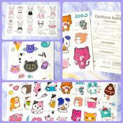 kawaii cat temporary tattoo tattoos cats cute uk gift gifts kids pretty kitty kittens cartoon funny ice cream sweets bright sheet pack party fillers space planet magic 