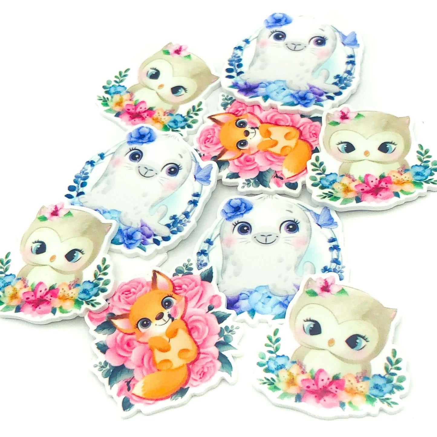 floral planar fb flatback flat back backs embellishments uk cute kawaii craft supplies owl owls fox foxes seal seals 