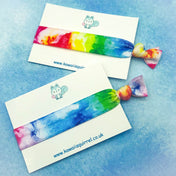 rainbow tie dye elastic hair bands ties accessory uk cute kawaii bright girl girls adult bows bow elastics hand made