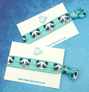 cute kawaii turquoise panda face faces hair ties tie elastic elastics bow bows accessories uk gift cute kawaii pandas