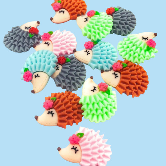 cute hedgehog resin fb flat back flatback uk kawaii cute craft supplies hedgehogs resins embellishment blue brown pink green grey