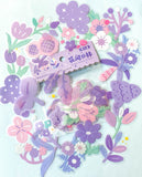 lilac purple pink white spring flower flowers sticker stickers flake flakes pack set of 40 20 uk cute kawaii stationery blossoms blossom leaves clear plastic pet big blooms summer planner supplies