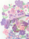 lilac purple pink white spring flower flowers sticker stickers flake flakes pack set of 40 20 uk cute kawaii stationery blossoms blossom leaves clear plastic pet big blooms summer planner supplies