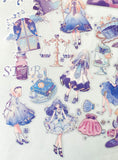 magic magical fantasy clear plastic sticker flake flakes pack 40 purple lilac blue holographic silver foil stickers girls girl cup bottle potion spell book jar feather star starts moon moons galaxy sky cloud clouds scales shell pink uk stationery planner supplies cute kawaii