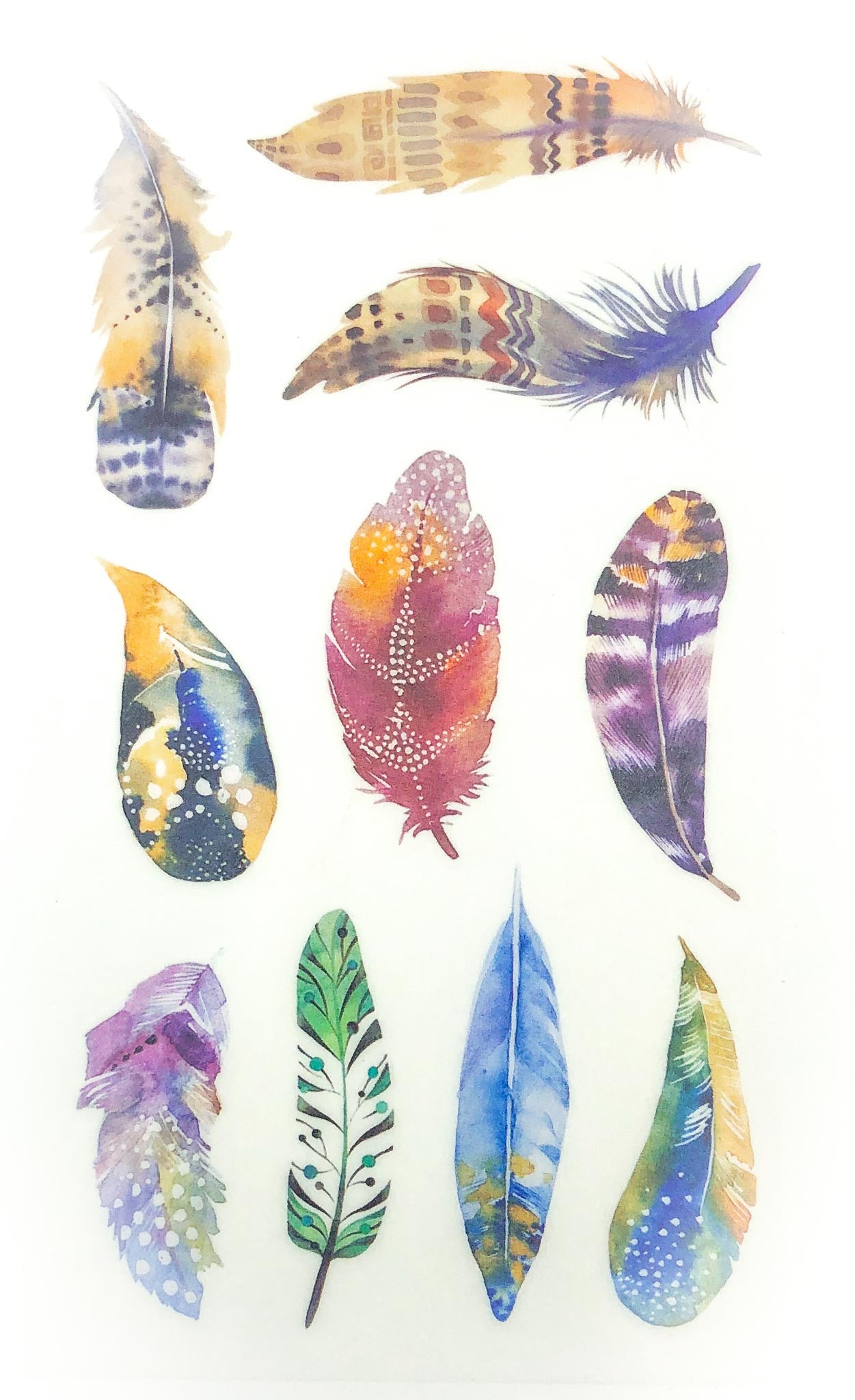 bright feather feathers bird egg eggs translucent washi paper sticker stickers sheets pack 6 kawaii cute uk stationery gifts birds tracing paper matte
