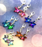 pretty glass star fish starfish planner clip charm charms uk cute kawaii planning stitch markers sparkly rainbow colours gift gifts silver tone metal star fish ocean marine sea