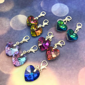 glass sparkly heart hearts planner charm charms clip clips stitch marker markers uk cute kawaii planning accessories silver tone metal pink blue green turquoise amber rainbow colours