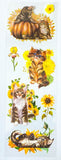 sunflower golden yellow orange flowers cat cats pretty kittens plastic clear sticker stickers sheet garden tabby tabbies grey brown floral uk stationery cute kawaii