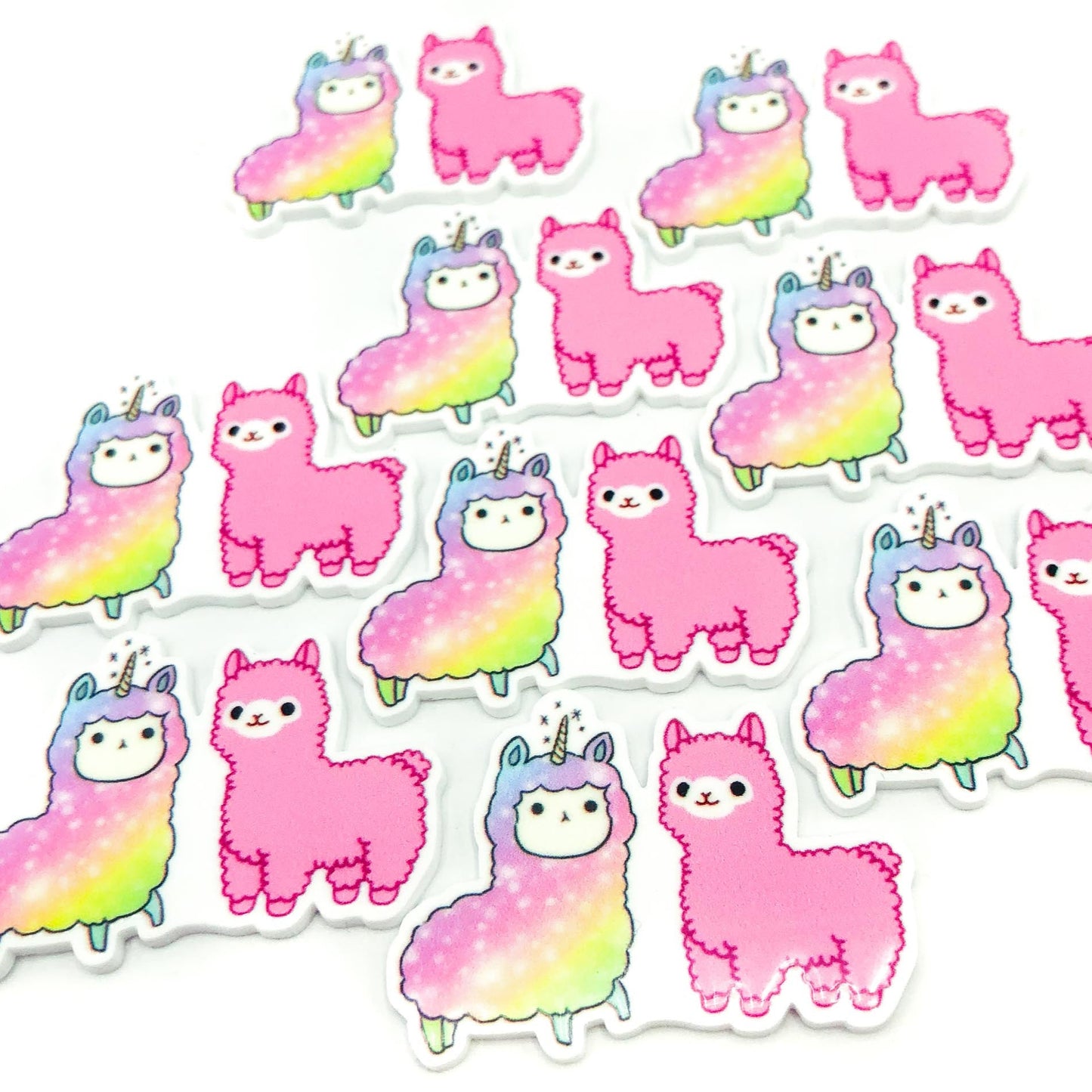 pastel rainbow and pink llama llamas alpaca alpacas resin resins flatback flat back fb fbs embellishment cute kawaii craft supplies planar