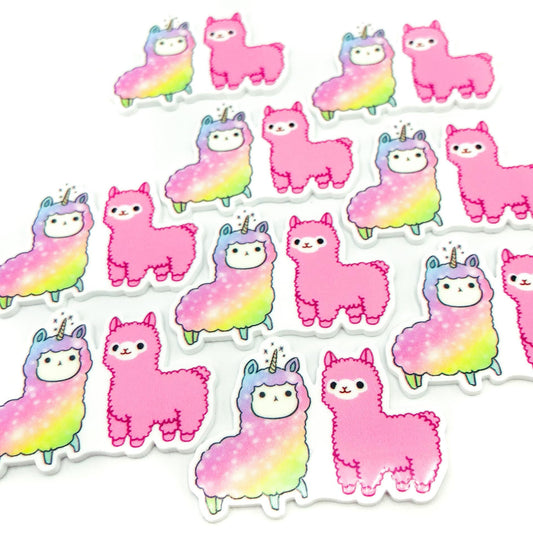pastel rainbow and pink llama llamas alpaca alpacas resin resins flatback flat back fb fbs embellishment cute kawaii craft supplies planar