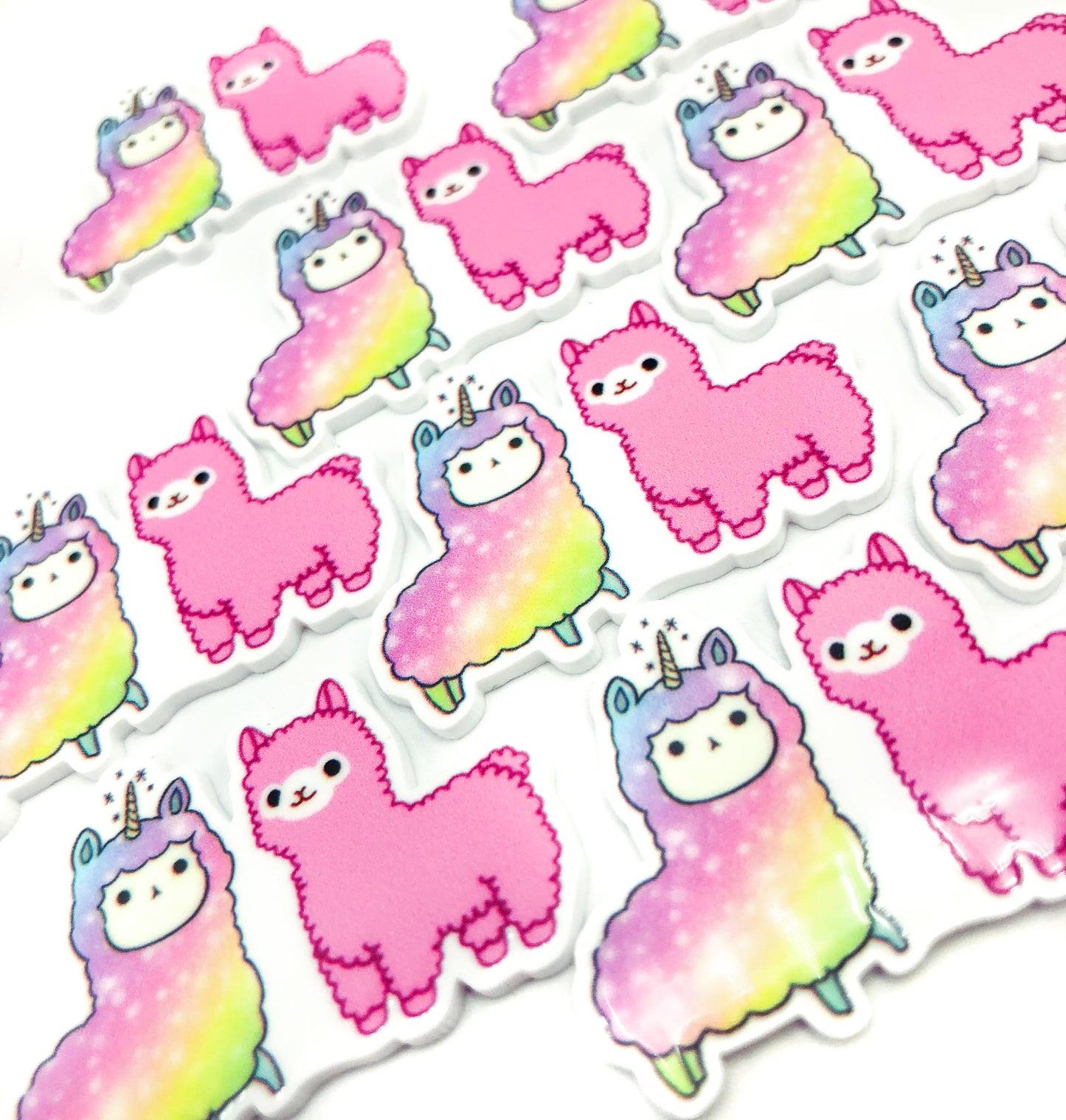 pastel rainbow and pink llama llamas alpaca alpacas resin resins flatback flat back fb fbs embellishment cute kawaii craft supplies planar