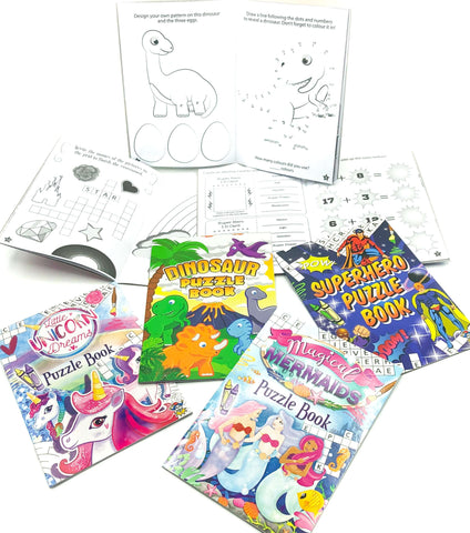puzzle books for kids activities puzzles dinosaur mermaid unicorn and superhero uk stationery