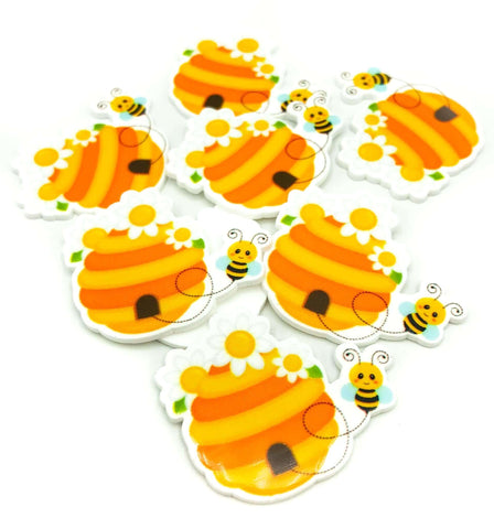 honey bee hive bees bumblebee  honeybee cute acrylic flatback flat back planar uk cute kawaii fbs embellishment daisy daisies yellow white 