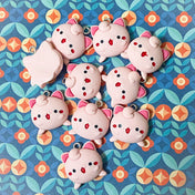 pink cat face resin charm charms kawaii cute uk craft supplies happy faces funny pendant pendants