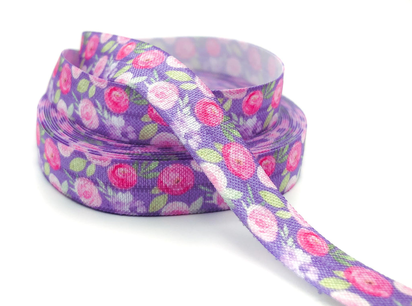 pink rose roses elastic ribbon purple lilac leaves leaf flower floral foe fold over elastics ribbons uk cute kawaii craft supplies