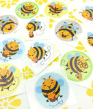 bee sticker stickers 30mm round bees bumblebee honey honeybee cute kawaii stationery packaging uk 30mm fun