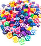 polymer clay fimo flower flowers bead beads set of 10 pretty cute kawaii craft supplies uk floral 5 petals poly