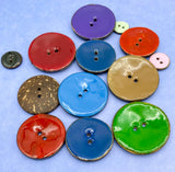 very large big huge enamel enamelled coconut wood wooden button buttons extra special uk cute kawaii craft supplies glossy red blue turquoise green purple 30mm 40mm