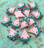 cute kawaii water melon watermelon watermelons fruit food resin resins flatback flat back fb fbs uk craft supplies embellishment cabochon pink green face faces smiling happy