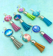mermaid scale scales large glass cabochon tassel planner charm charms clip clips accessory planning uk gift gifts