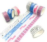 5m washi tape greetings I love you hearts bunting cute tapes uk stationery pink blue