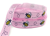 cute pale pink honey bee bees elastic ribbon elastics fold over ribbons foe uk kawaii craft supplies