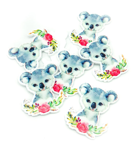 floral koala koalas acrylic flatback flat back fb fbs planar resin resin cute kawaii craft supplies uk crafting