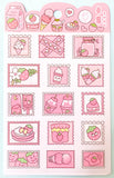 pink cute translucent washi paper sticker stickers sheet pack light cerise bubblegum colours heart hearts food drink kawaii uk stationery pack of 4 sheets single ice cream cake milk milkshake lolly strawberry stamps stamp cloud clouds bow bows