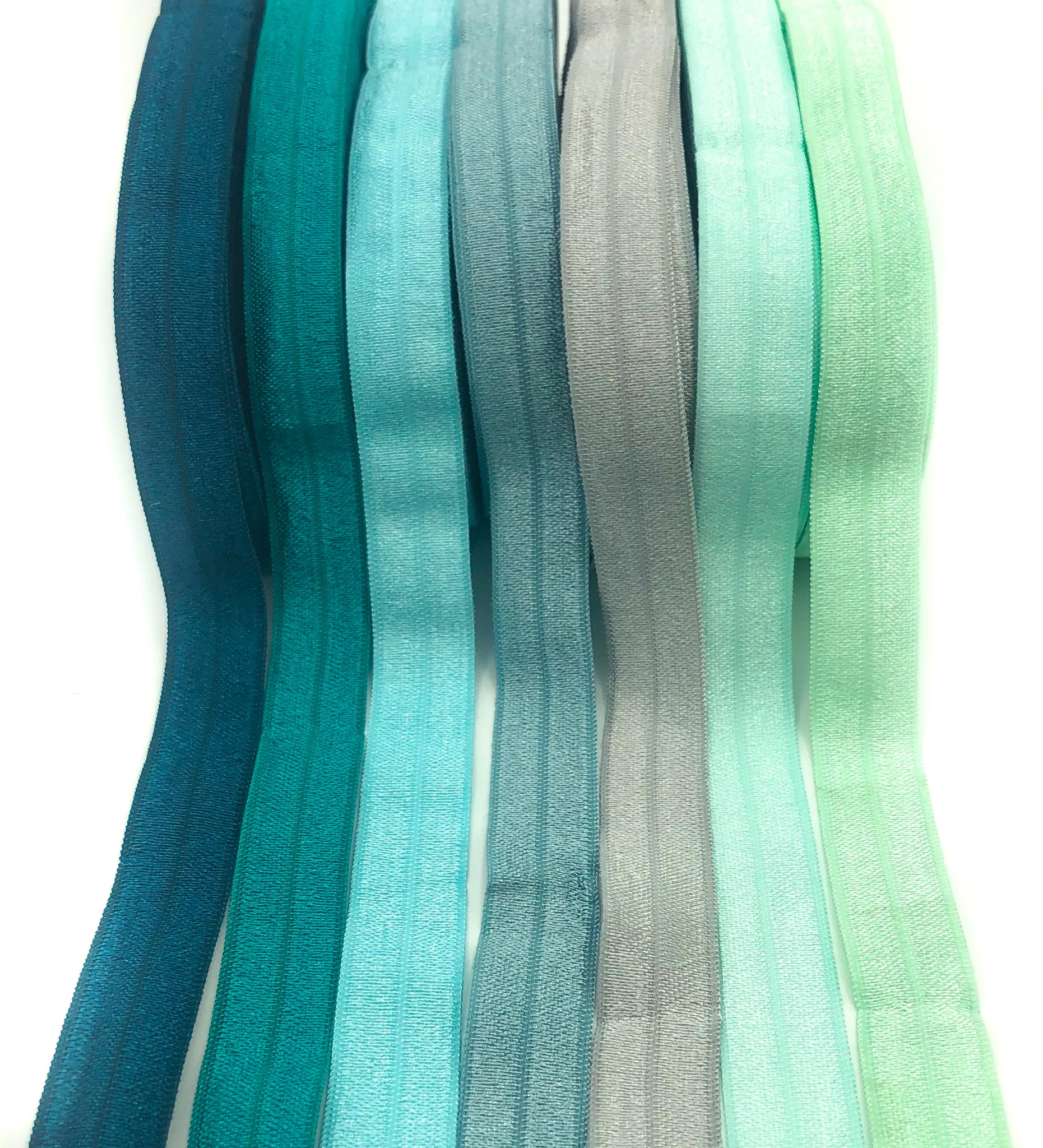 teal turquoise mint grey green mallard blue elastic fold over elastics plain solid colour ribbon ribbons foe uk cute kawaii craft supplies