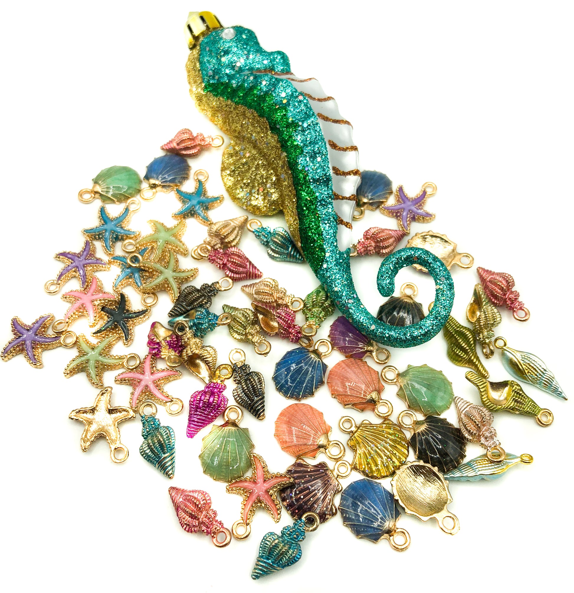 seashell shells gold tone charm charms bundle alloy enamel shell