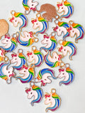 rainbow colour colours unicorn unicorns enamel enamelled charm charms pendant silver gold tone metal uk cute kawaii craft supplies mane white horse pretty