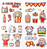 HALF PRICE RED Kawaii Square Packs of Clear Plastic Decorative Stickers