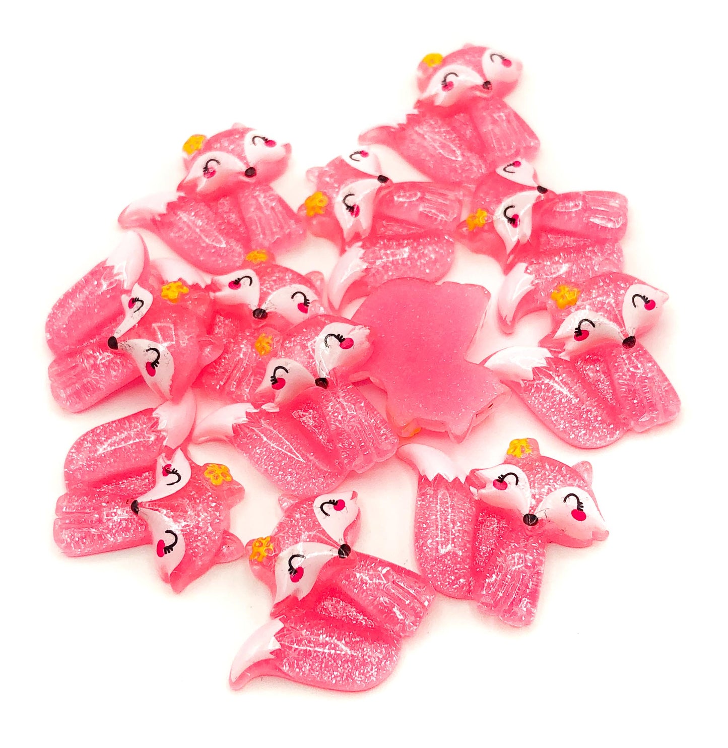 glitter fox resin flat back fb flatbacks cute sparkly uk craft supplies pink embellishment embellishments resins foxes