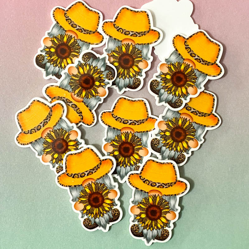sunflower sunflowers sun flower flowers floral orange brown garden growing hat brown  gnome gnomes gonk gonks cute kawaii craft supplies planar fb flatback flat back embellishment uk  white beard old man yellow