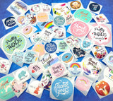 lucky dip packaging sticker stickers label labels 25mm 30mm 35mm cute kawaii stationery taster bundle bundles thank you happy mail pretty things inside 