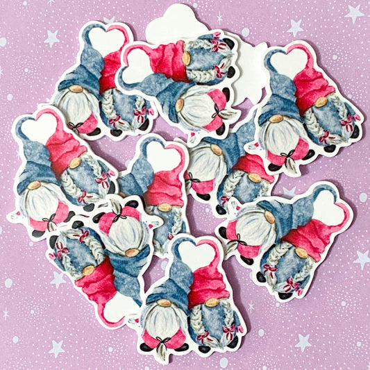 pair of two pink grey heart hearts love pretty couplefestive christmas gnome gnomes gonk gonks cute kawaii craft supplies planar fb flatback flat back embellishment uk hat santa stars white beard old man 