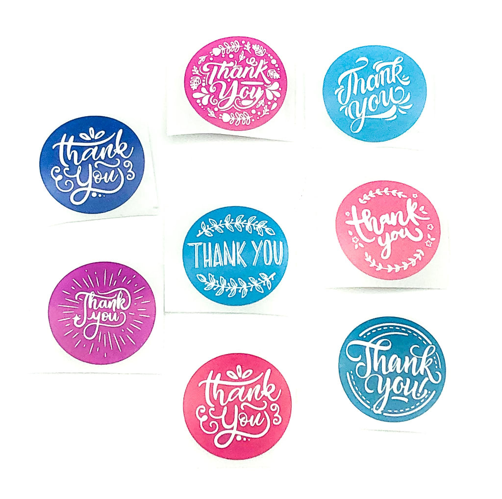 Pink & Blue Chalkboard Thank You Stickers x 8 25mm – The Kawaii Squirrel