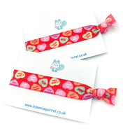 elastic hair ties bow bow cute elastics girl gift uk accessories cute kawaii pink red love heart hearts handmade
